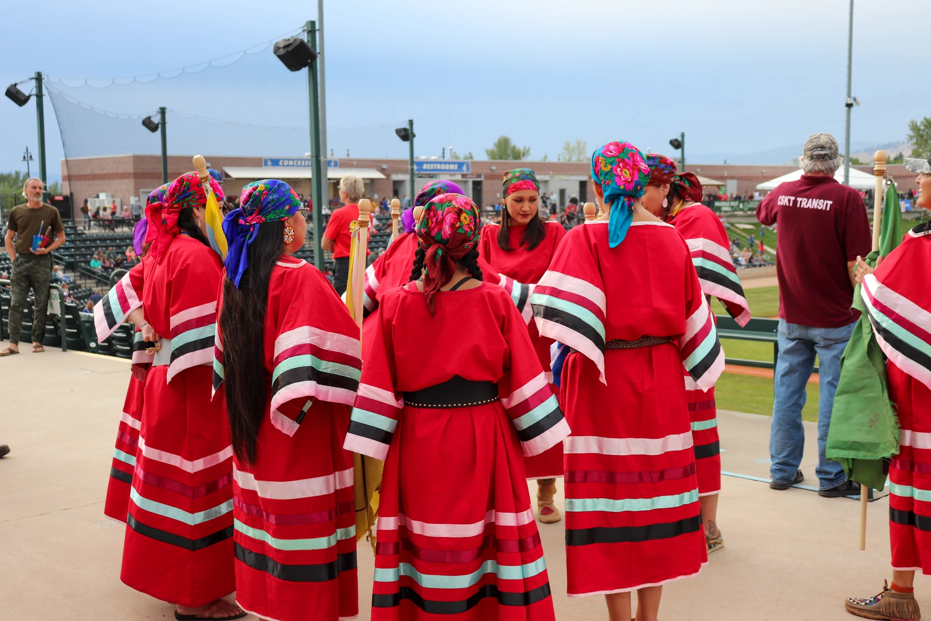 Native American group in traditional dress