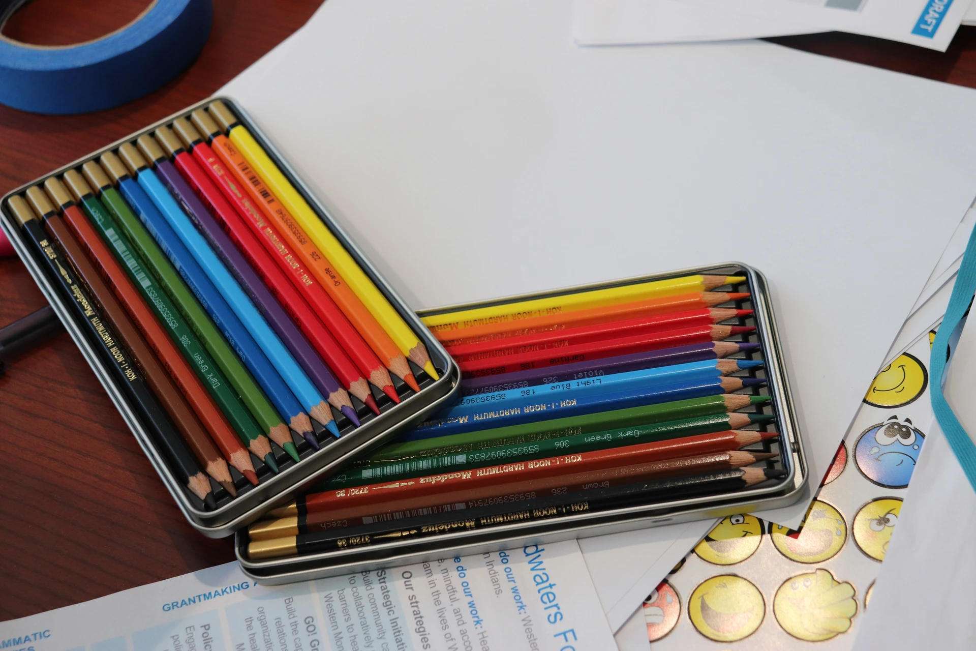 Colored pencils and school supplies