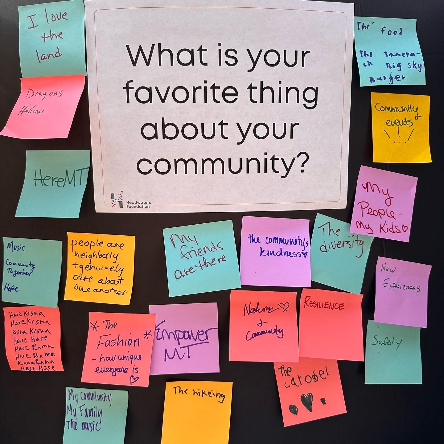 Notes about why residents love their community