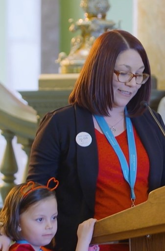 a woman making a speech