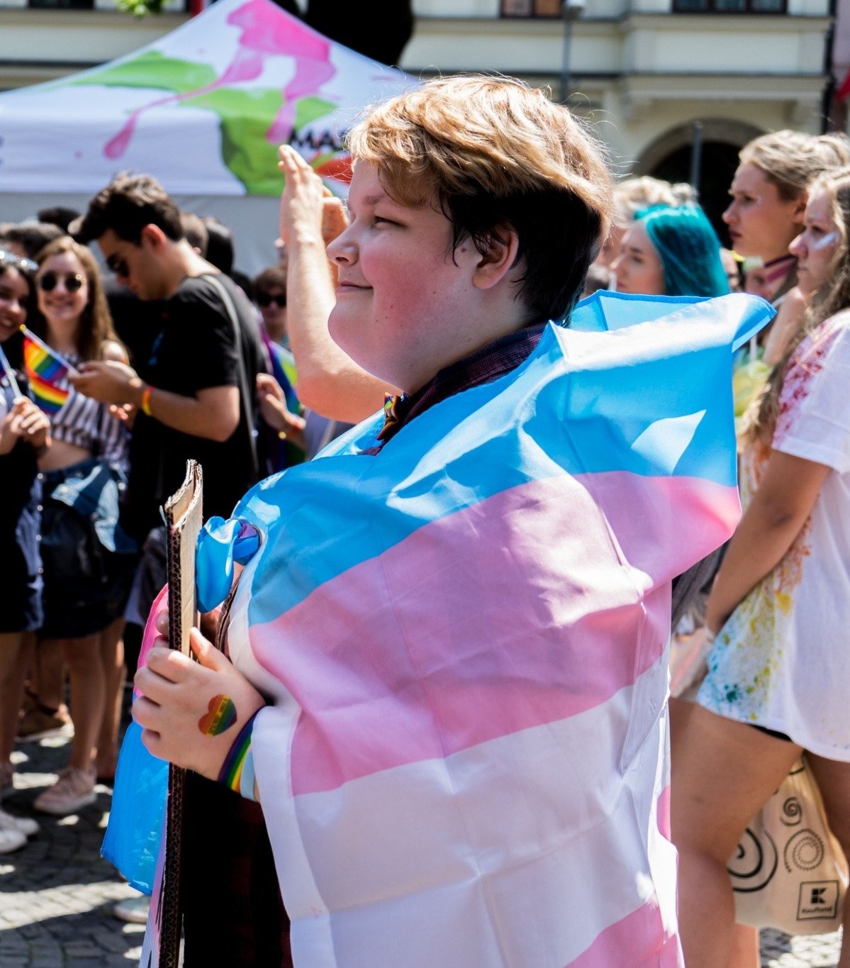Young person engages at a rally